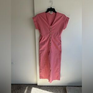 Madewell Coral Button-Up Jumpsuit